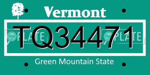 TQ34471 Vermont License Plate
