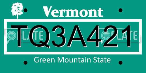 TQ3A421 Vermont License Plate