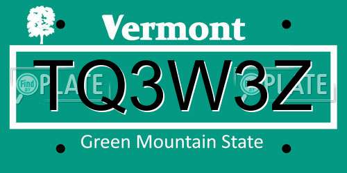 TQ3W3Z Vermont License Plate