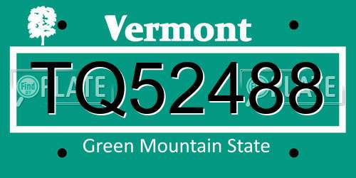 TQ52488 Vermont License Plate