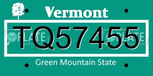TQ57455 Vermont License Plate