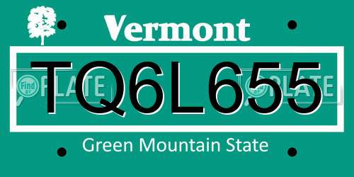 TQ6L655 Vermont License Plate