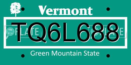 TQ6L688 Vermont License Plate