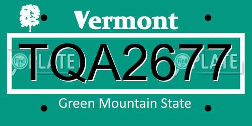 TQA2677 Vermont License Plate