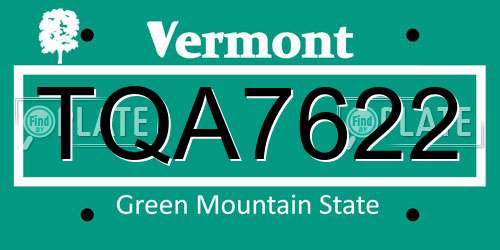 TQA7622 Vermont License Plate
