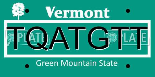 TQATGTT Vermont License Plate