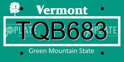 TQB683 Vermont License Plate