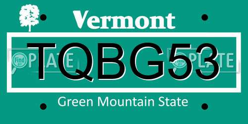 TQBG53 Vermont License Plate