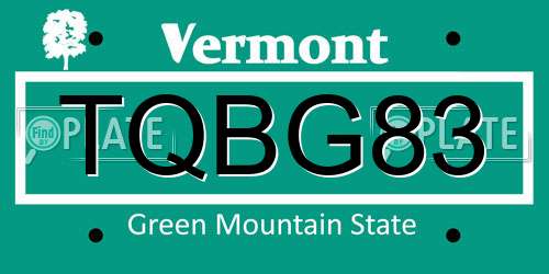 TQBG83 Vermont License Plate