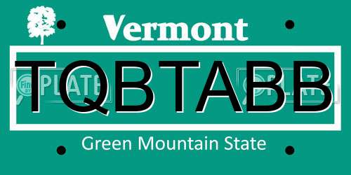 TQBTABB Vermont License Plate
