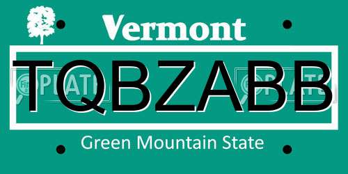 TQBZABB Vermont License Plate