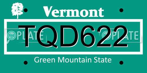 TQD622 Vermont License Plate