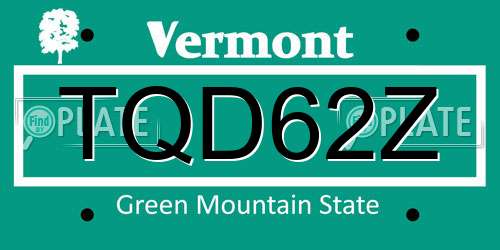 TQD62Z Vermont License Plate