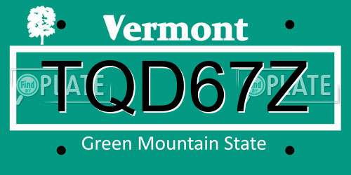 TQD67Z Vermont License Plate