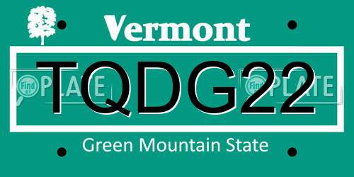 TQDG22 Vermont License Plate