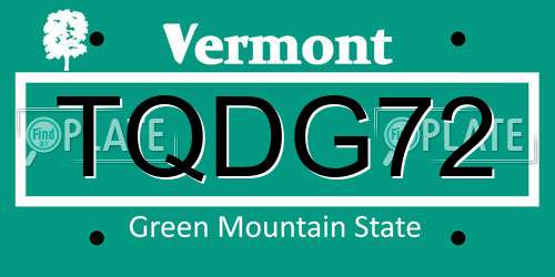 TQDG72 Vermont License Plate