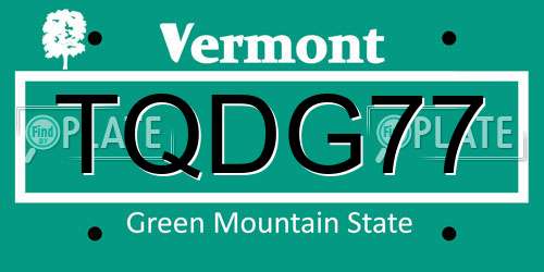 TQDG77 Vermont License Plate