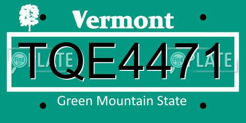TQE4471 Vermont License Plate