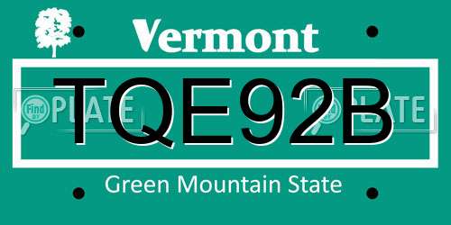 TQE92B Vermont License Plate