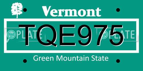 TQE975 Vermont License Plate