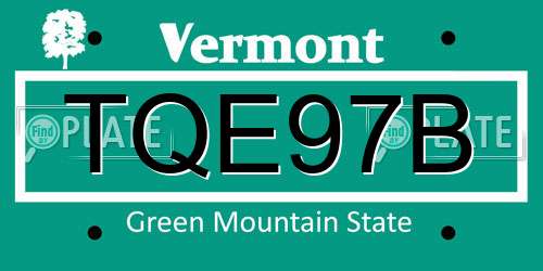 TQE97B Vermont License Plate
