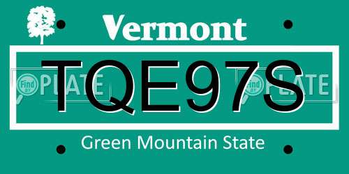 TQE97S Vermont License Plate