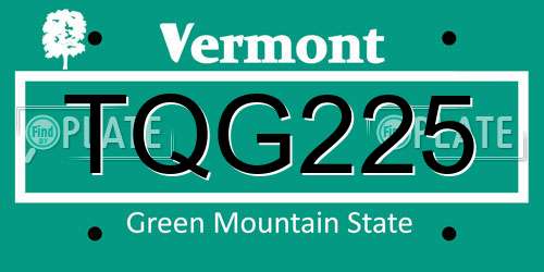 TQG225 Vermont License Plate