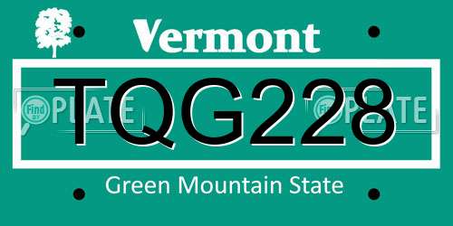 TQG228 Vermont License Plate