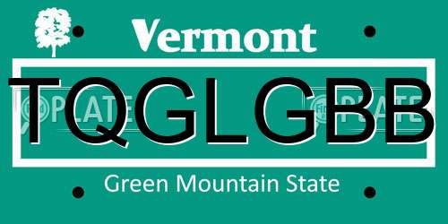 TQGLGBB Vermont License Plate