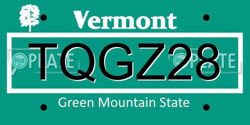 TQGZ28 Vermont License Plate