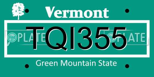 TQI355 Vermont License Plate