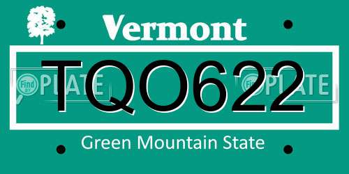 TQO622 Vermont License Plate