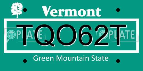 TQO62T Vermont License Plate
