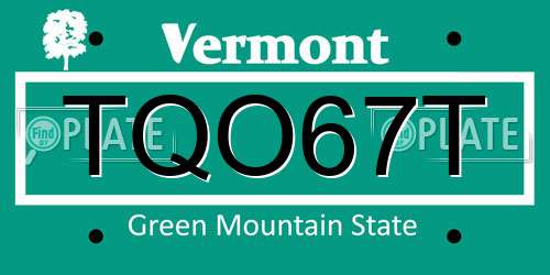 TQO67T Vermont License Plate