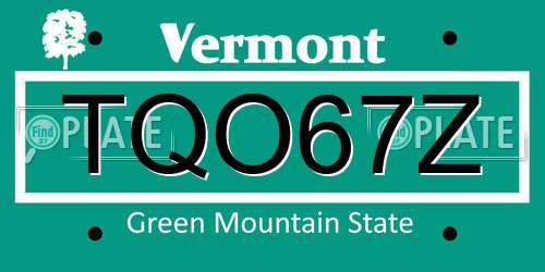 TQO67Z Vermont License Plate