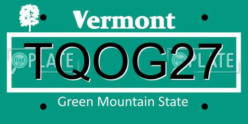 TQOG27 Vermont License Plate