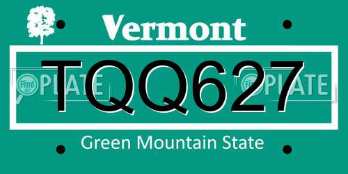 TQQ627 Vermont License Plate