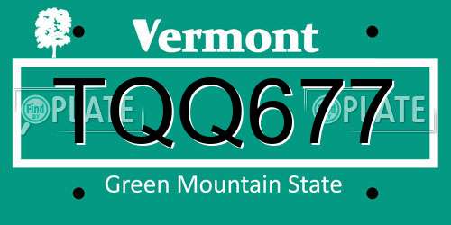 TQQ677 Vermont License Plate