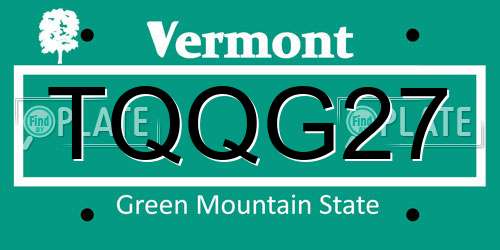 TQQG27 Vermont License Plate