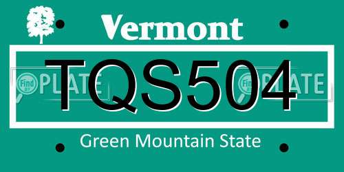 TQS504 Vermont License Plate