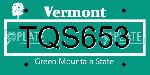 TQS653 Vermont License Plate