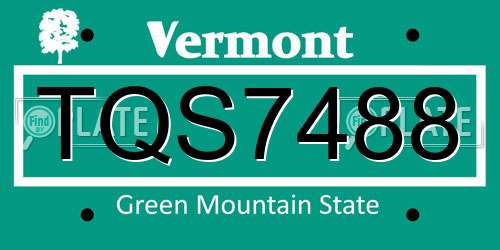 TQS7488 Vermont License Plate