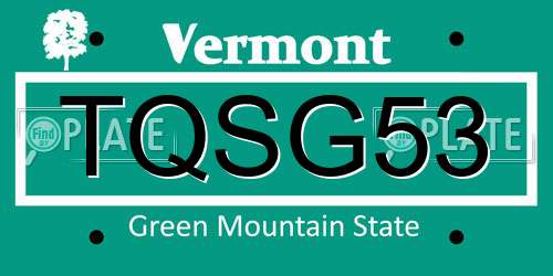 TQSG53 Vermont License Plate