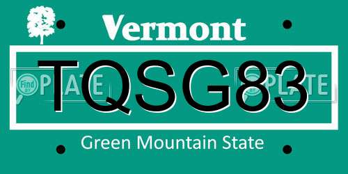 TQSG83 Vermont License Plate