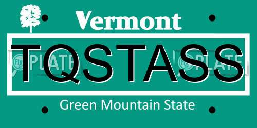 TQSTASS Vermont License Plate