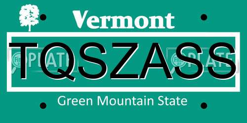 TQSZASS Vermont License Plate