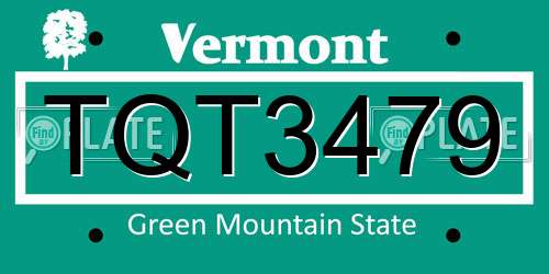 TQT3479 Vermont License Plate