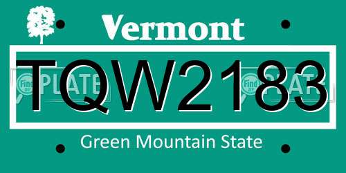 TQW2183 Vermont License Plate