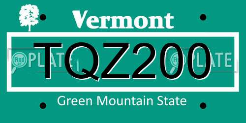 TQZ200 Vermont License Plate