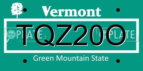 TQZ20O Vermont License Plate